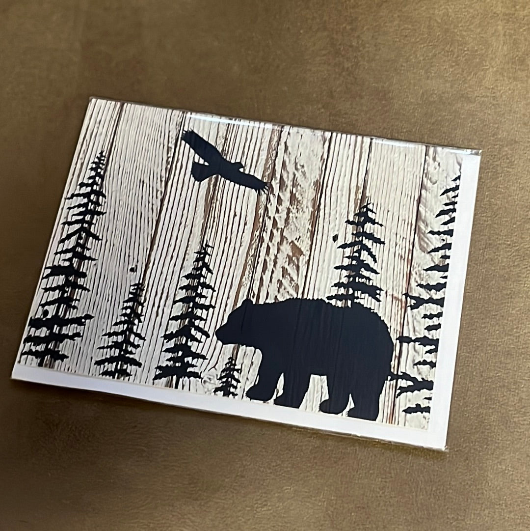 Blank Bear &amp; Eagle greeting card with envelope, by Leftover Treasure