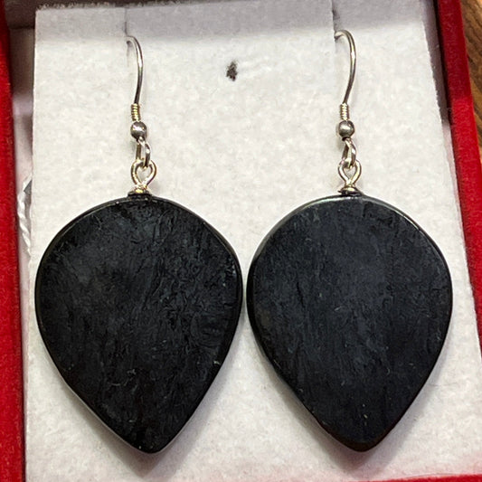 Alaskan Black Jade Guitar Pic Earrings