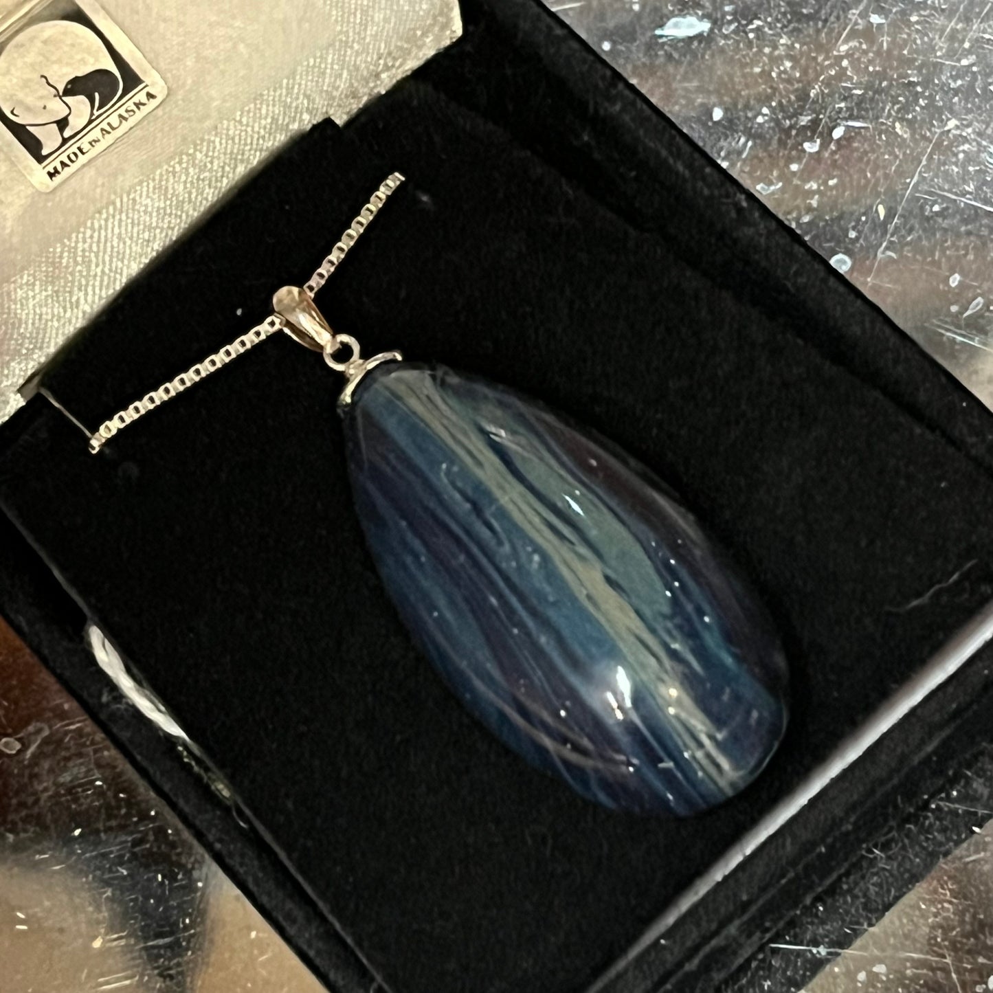 Blue Copper Slag Pendant