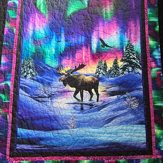 Northern Lights Moose Decorative Quilt