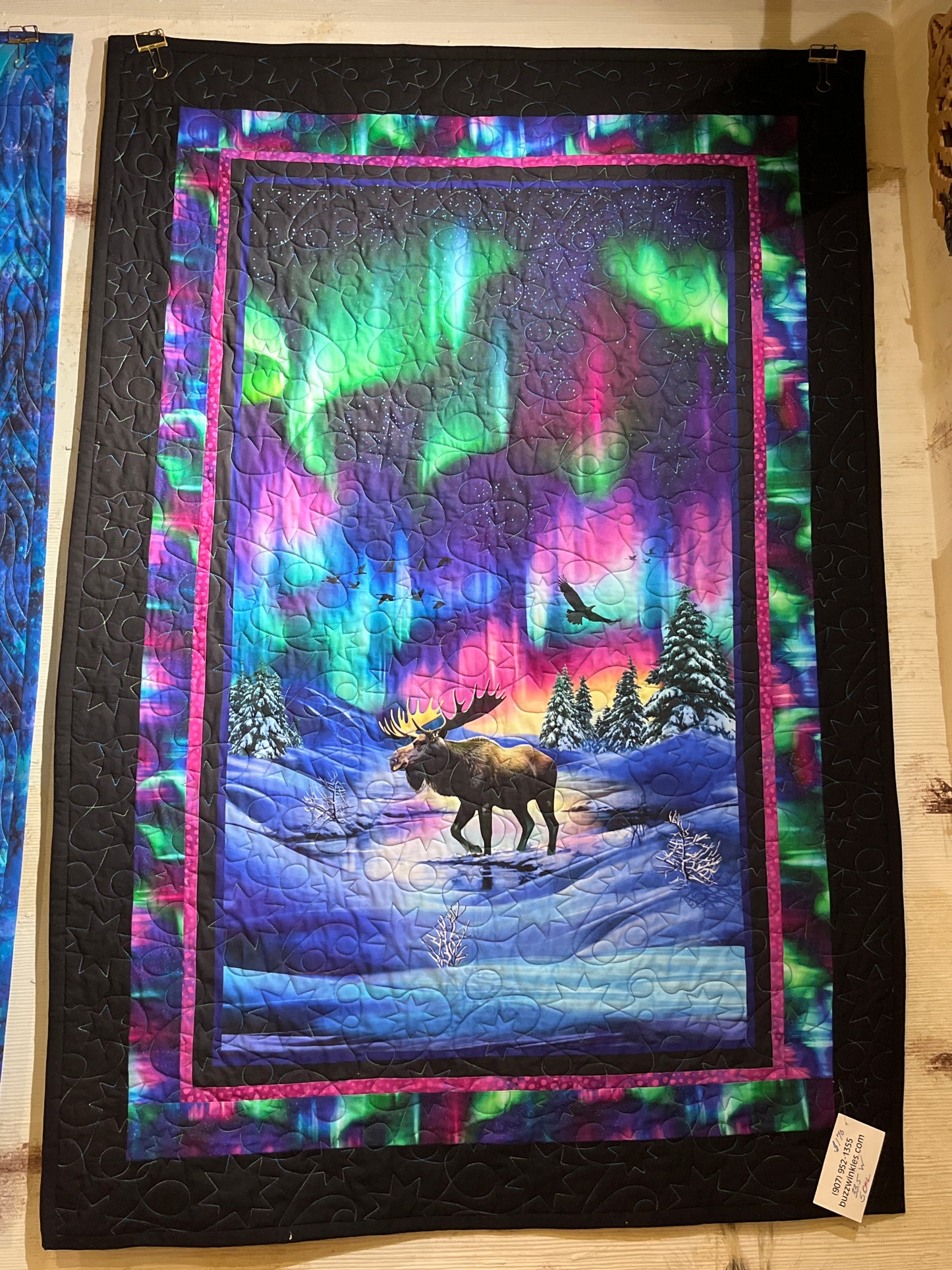 Northern Lights Moose Decorative Quilt