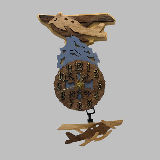 sea plane, float plane pendulum clock
made in Alaska