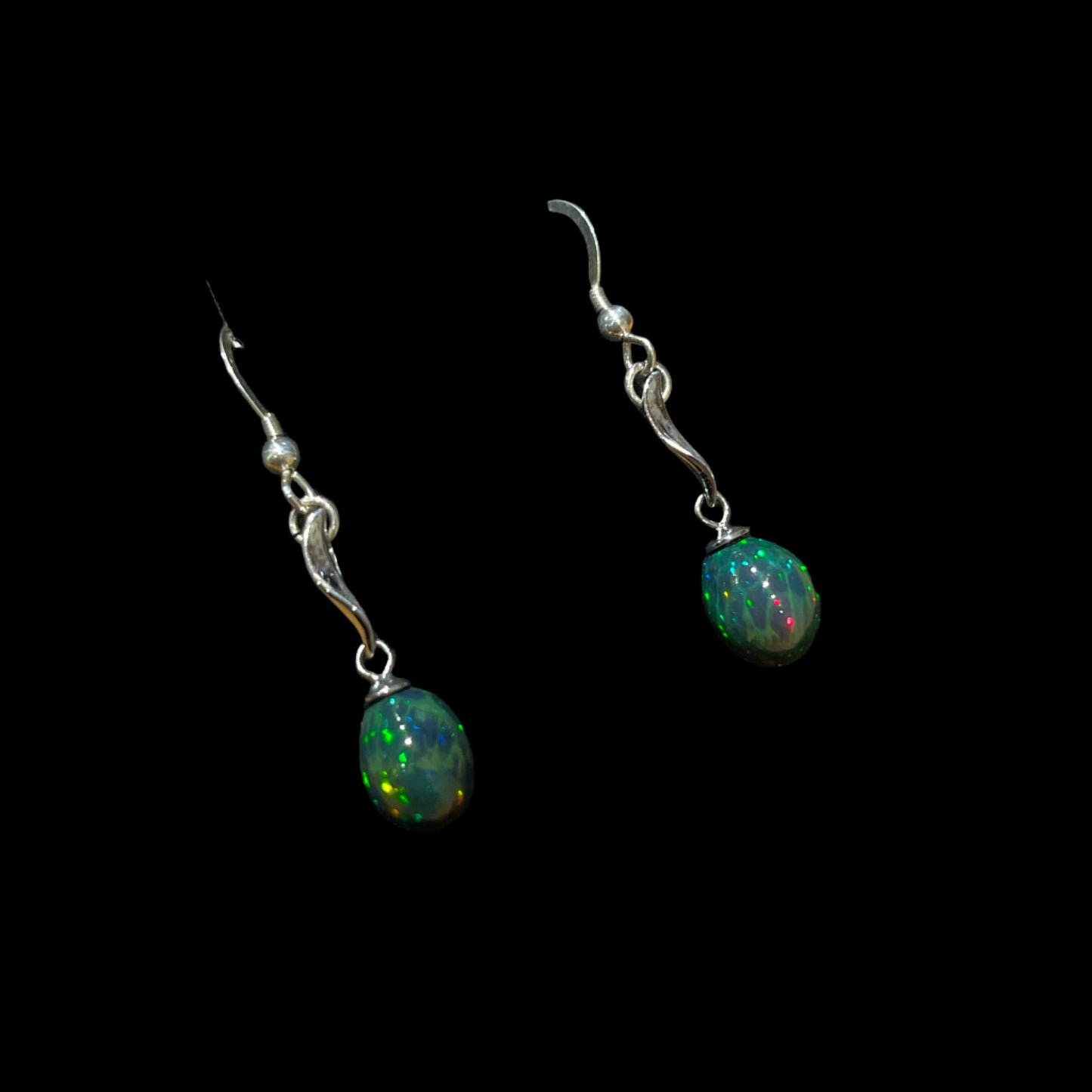 Australian Black Opal Earrings