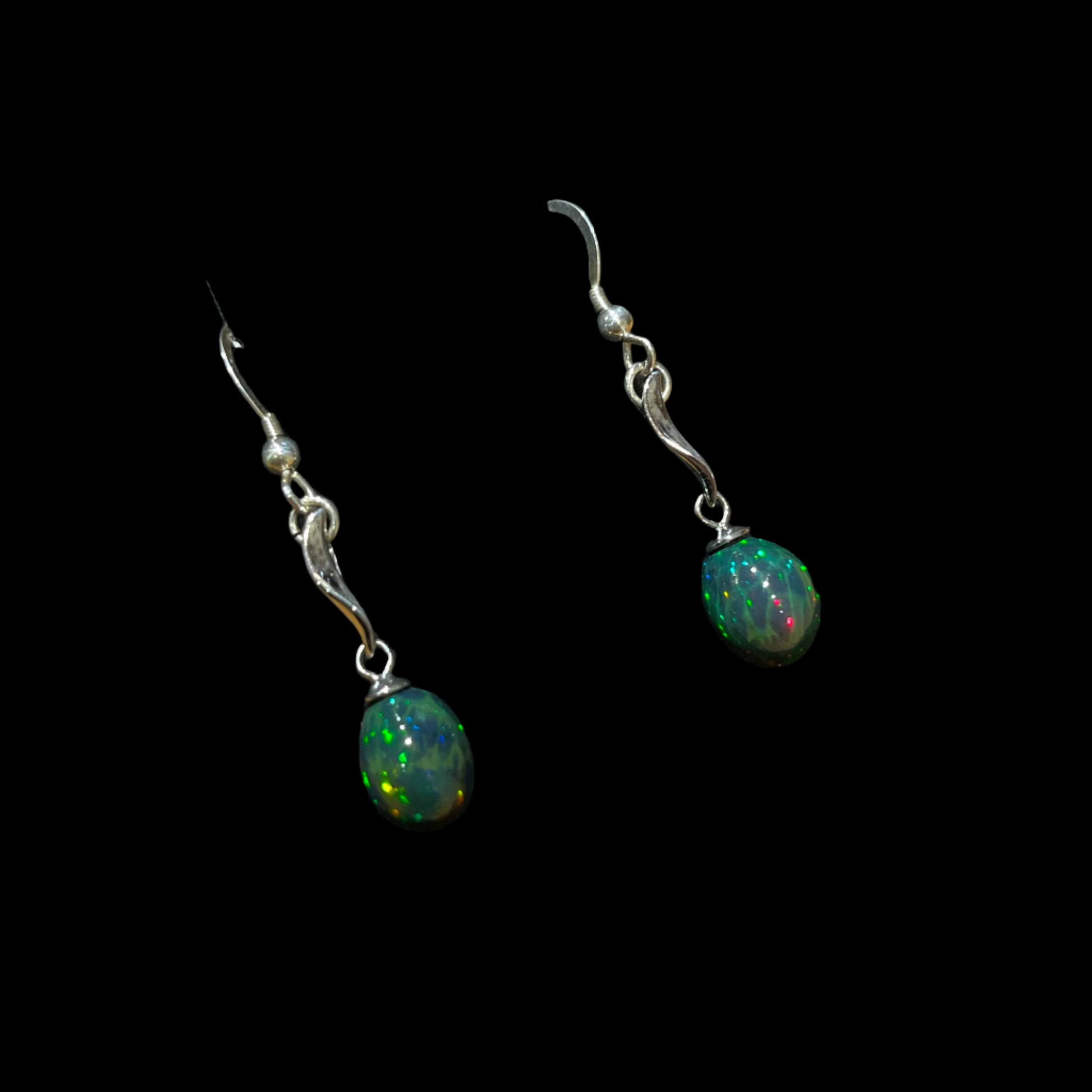 Australian Black Opal Earrings