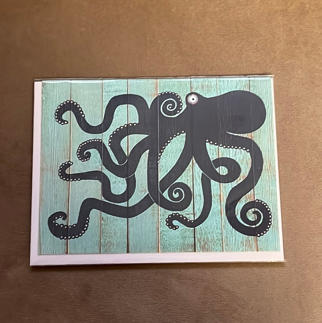 Octopus Greeting Card (teal & navy)