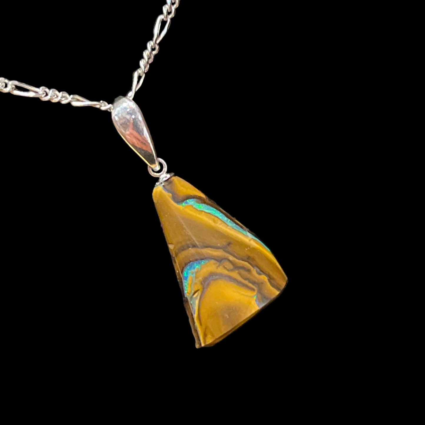 Australian Boulder Opal Pendant (Offset Triangle)