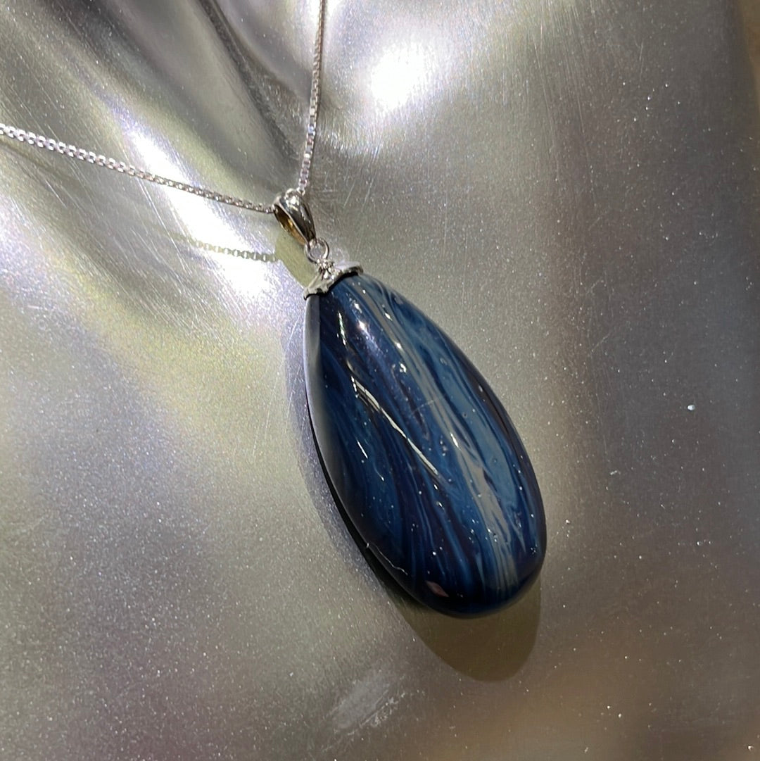 Blue Copper Slag Pendant